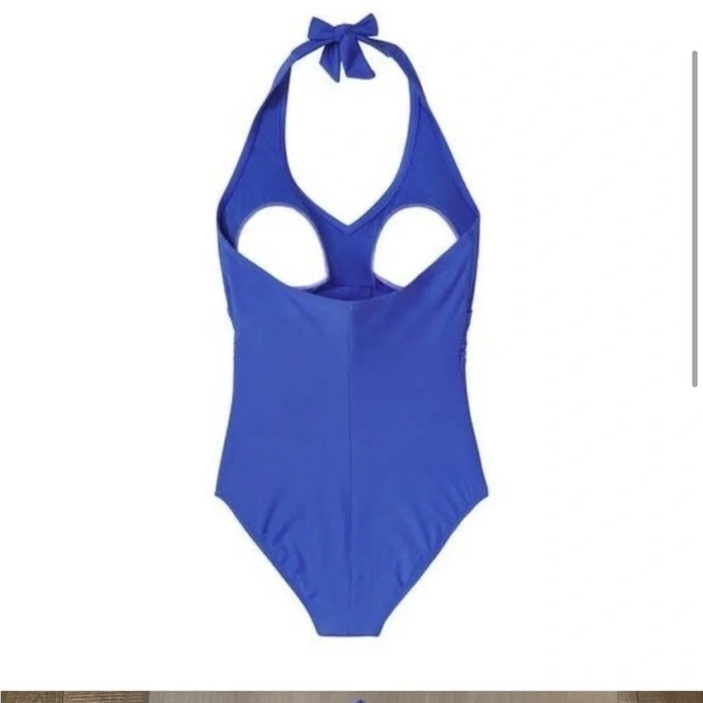 SPEEDO Halter One Piece Bathing Suit Royal Blue 6